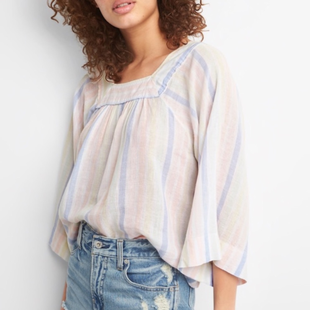 ⚪️ ✨ I S O ✨ ⚪️ GAP striped linen/rayon top